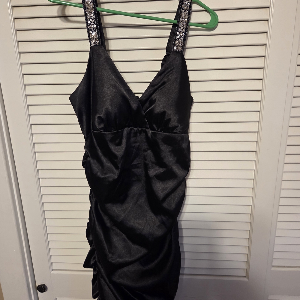 Studio Y Black Evening Dress with Embellished Straps